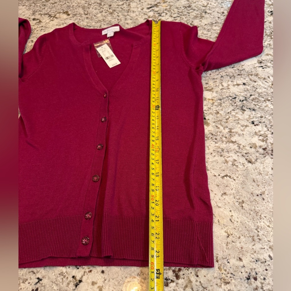 New York & Company Deep Red Cardigan Sweater - Picture 3 of 6